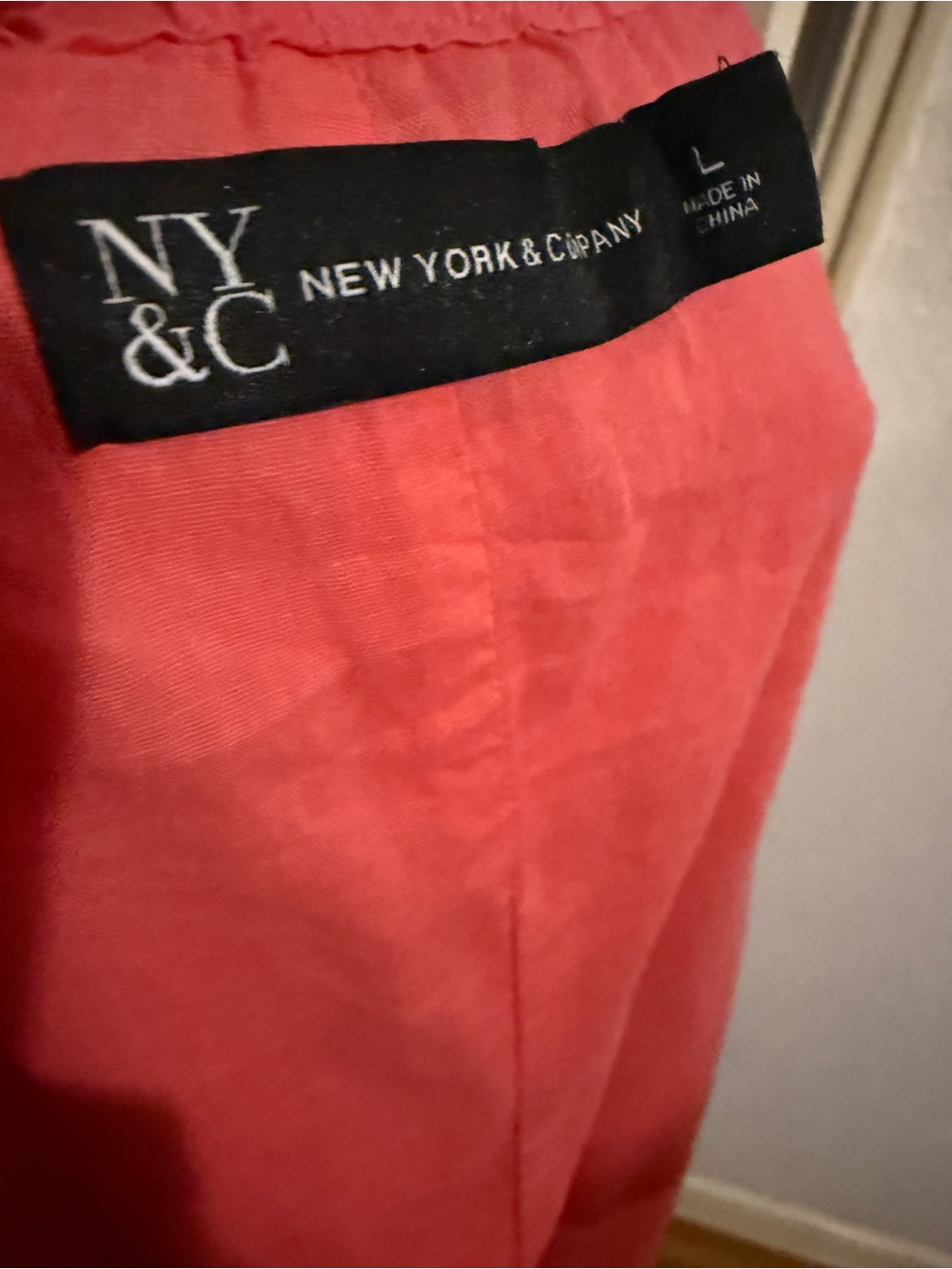 New York & Company Coral Pink Off-Shoulder Button-Front Midi Dress - Picture 2 of 2